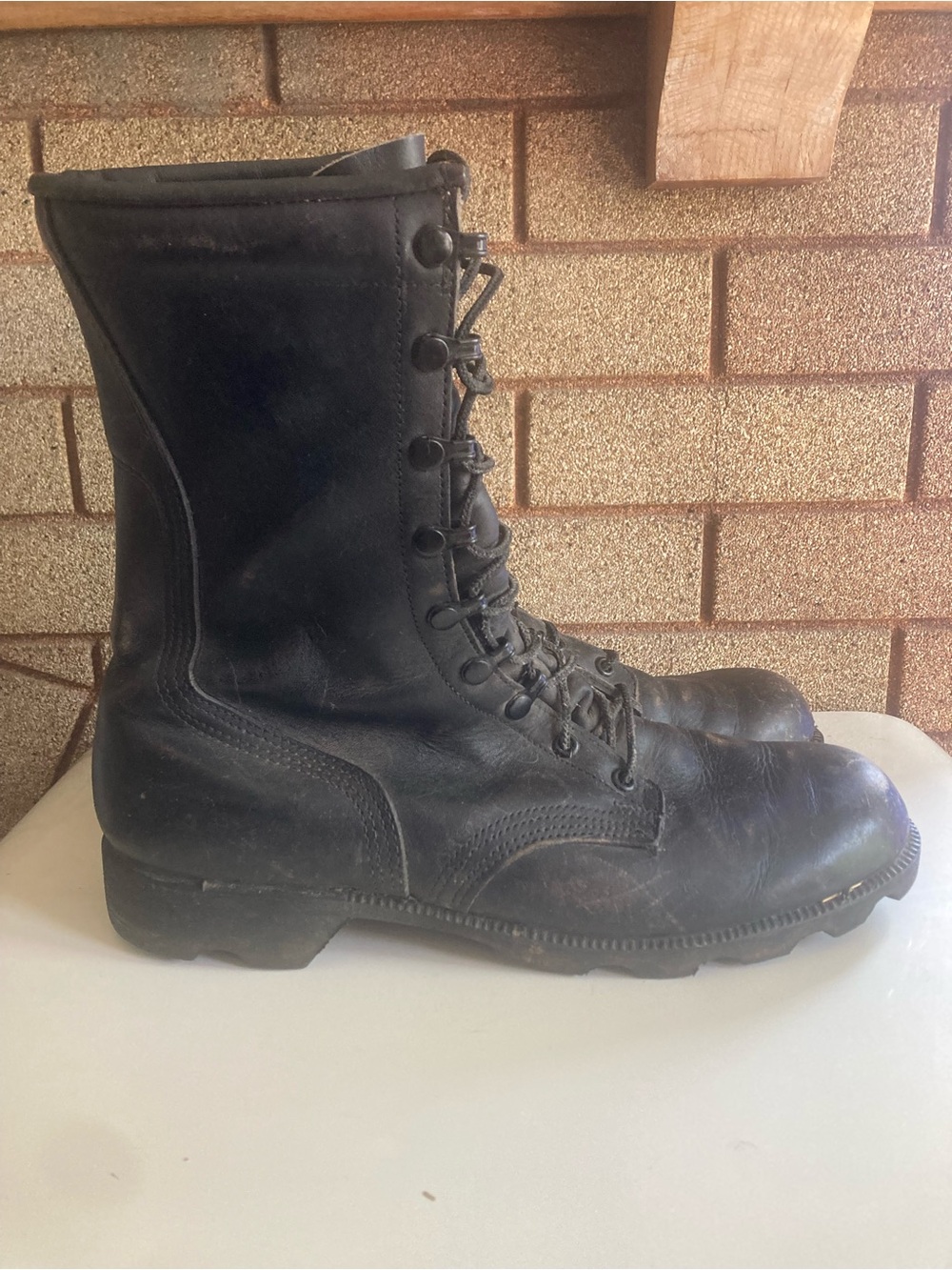 U.S. Army Black Lace-Up Leather Combat Boots Jump Boots Size 10